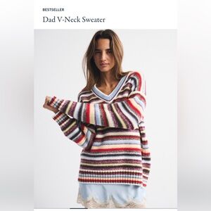 Abercrombie & Fitch striped Dad V-Neck Sweater NWT